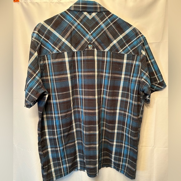 Kuhl Mens Blue Gray Plaid Short Sleeve Active Casual Suncel Button Shirt Size L - Picture 6 of 10